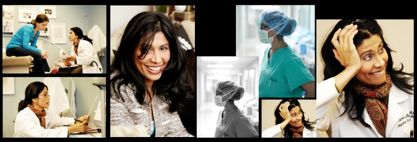 Multiple images of Dr. Naomi Paschall at work and caring for patients
